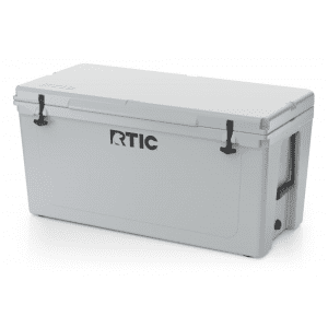 RTIC 145 QT Hard Sided Cooler, Grey, Heavy Duty Rope Handles, T-Latch Closure