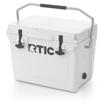 RTIC 20 Quart Compact Hard Cooler White Heavy Duty Stainless Steel Handle T Latch Closure