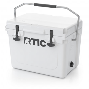 RTIC 20 Quart Compact Hard Cooler, White, Heavy Duty Stainless Steel Handle, T-Latch Closure
