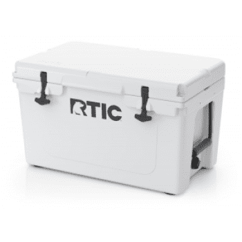RTIC 45 QT Hard Sided Cooler White Heavy Duty Rope Handles T Latch Closure
