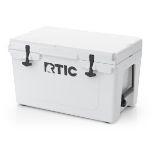 RTIC 45 QT Hard Sided Cooler, White, Heavy Duty Rope Handles, T-Latch Closure