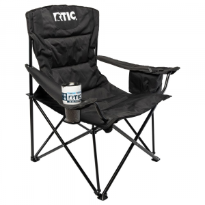 RTIC Big Bear Folding Chair, Black & Black, Extra padding for extra comfort, Built-in cooler and mesh pockets
