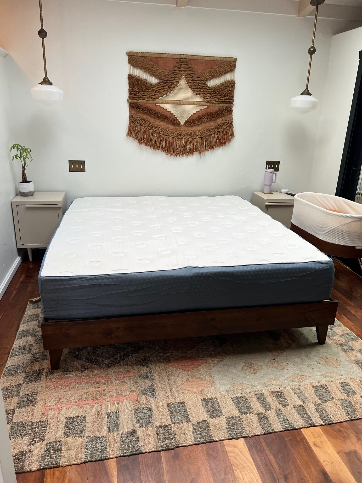 molecule hybrid mattress on frame in bedroom
