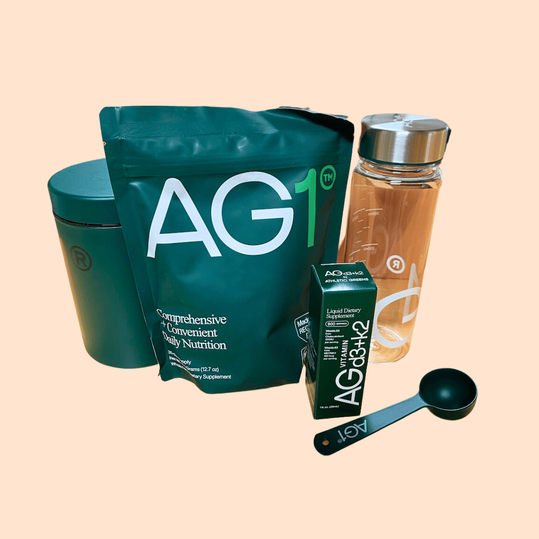 a green AG1 welcome kit