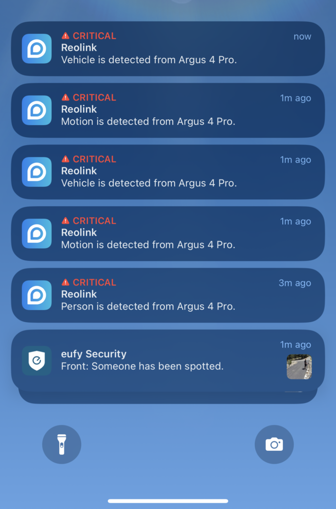 Reolink Argus 4 Pro+ alerts