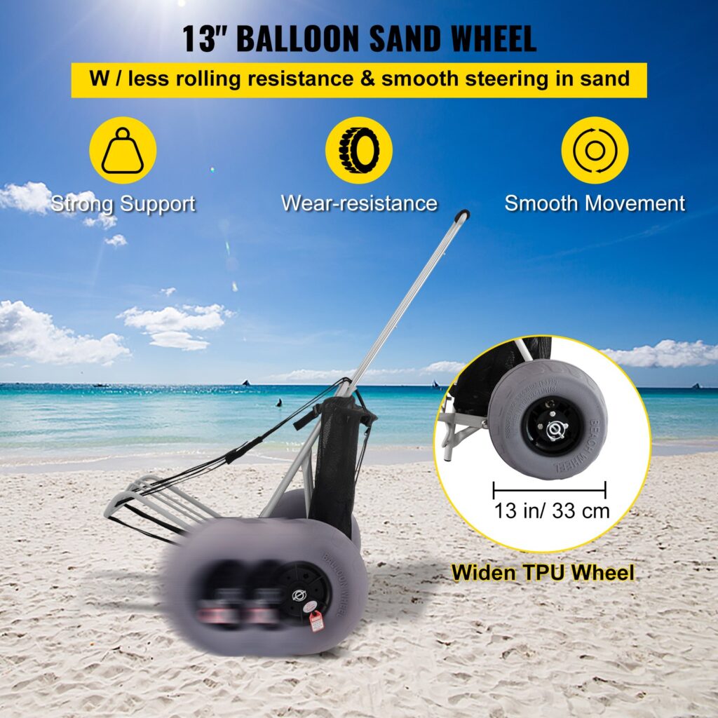 VEVOR Beach Carts for Sand with 13" Balloon Wheels