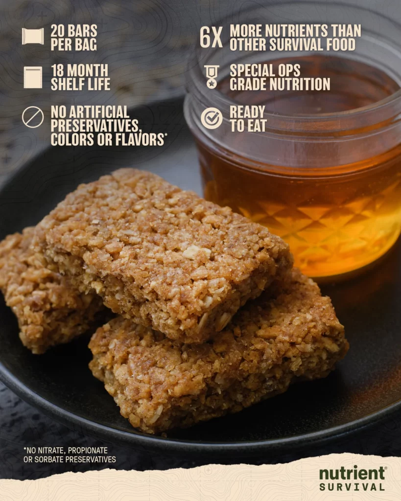 Nutrient Survival HONEY GRANOLA BAR-MEALS PANTRY PACK