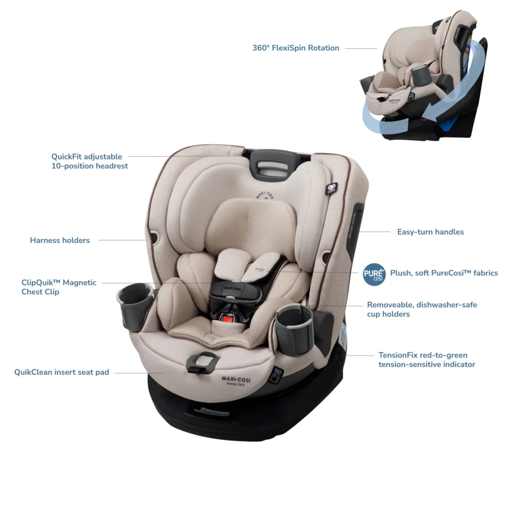 maxi-cosi emme 360 rotating all-in-one convertible car seat