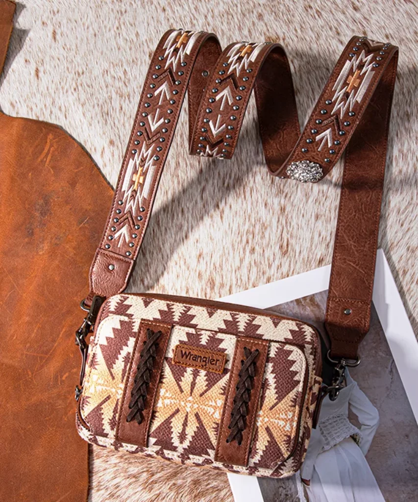 wrangler aztec printed crossbody purse