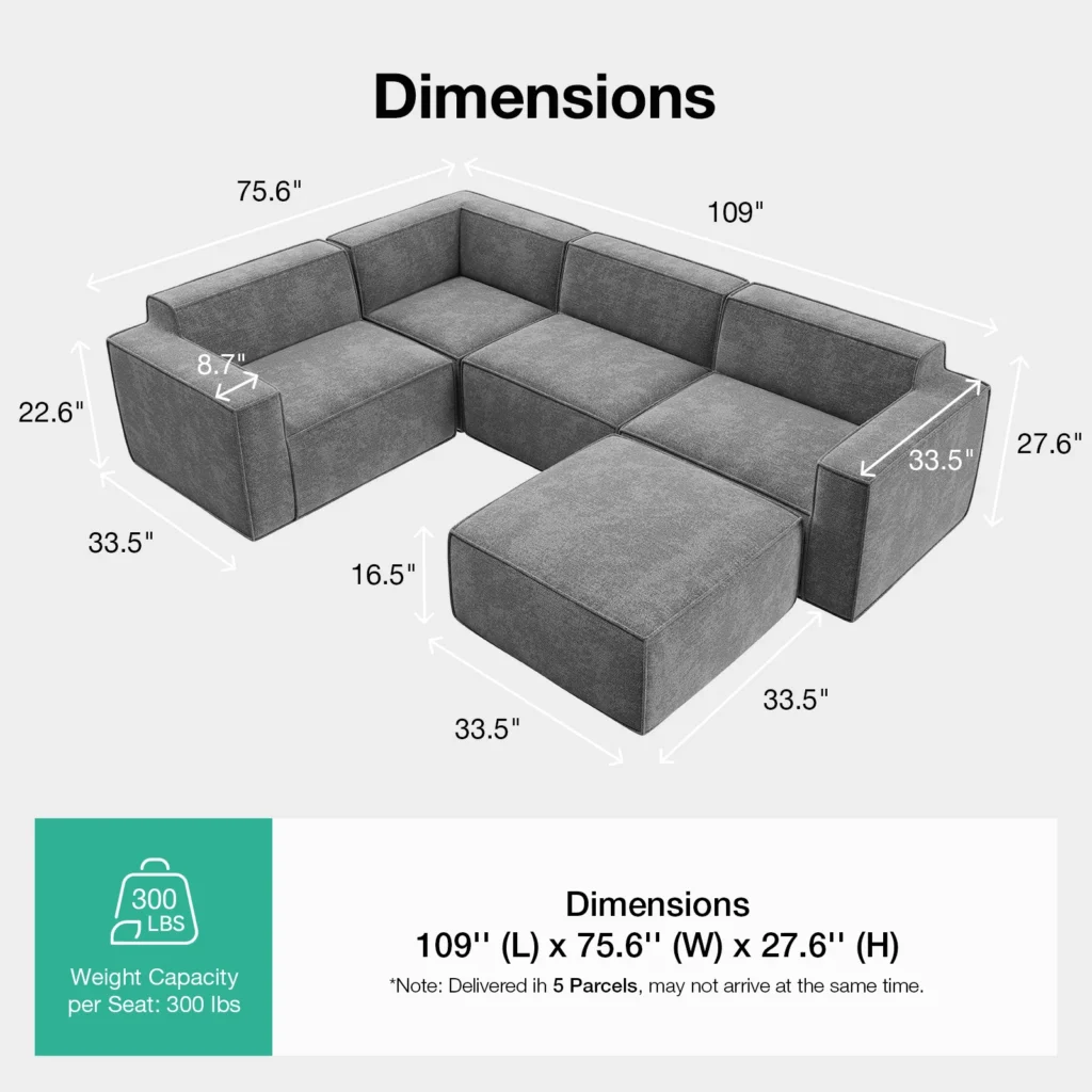 Novilla Minimalist Performance Chenille Modular Sofa Novilla Minimalist Performance Chenille Modular Sofa