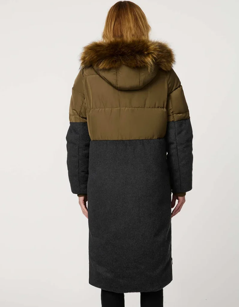 Bernardo Outdoorsy Wool Combo Puffer Coat BER21921B053 OLIVIA 061