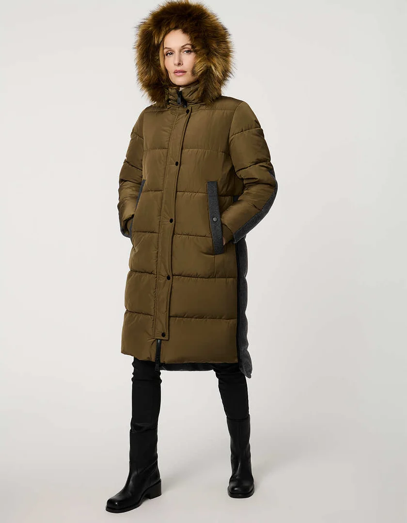 Bernardo Outdoorsy Wool Combo Puffer Coat