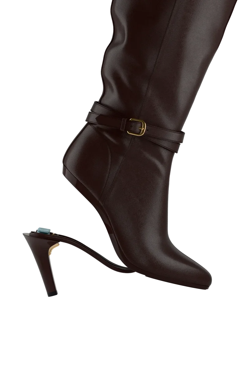 HarperBootChocolateLeather ChocolateStiletto4 disassemblyside