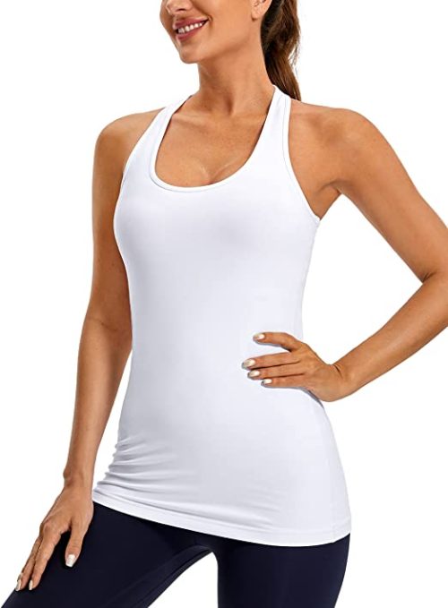 CRZ YOGA Racerback Workout Long Tank Tops